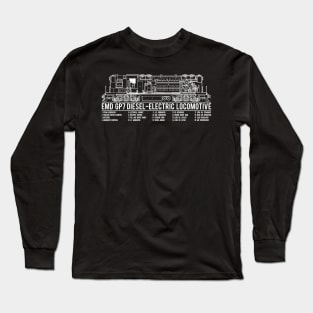 EMD GP7 American Diesel-electric Locomotive Blueprint Infographic Diagram Long Sleeve T-Shirt